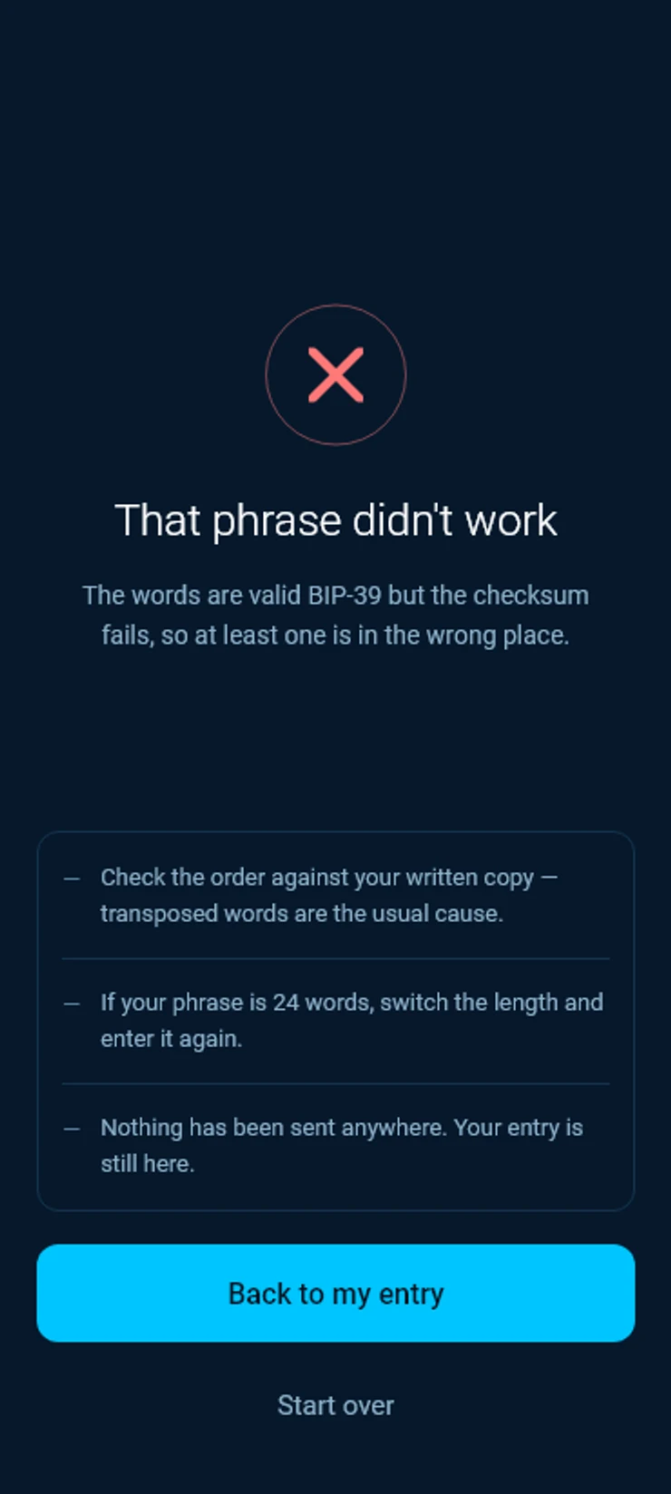 That phrase didn't work, with tips and Back to my entry.